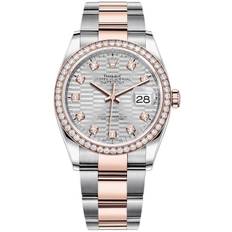 Rolex Damklocka 126281RBR-0028 Datejust 36 Silverfärgad/18 karat