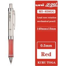 Ett stycke uni m5-858gg alpha gel kuru toga automatisk blyrotation med supergrepp mekanisk penna - 0.5 mm - silver- med rött