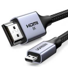 Micro HDMI - HDMI 2.1 8K adapterkabel 2m grå