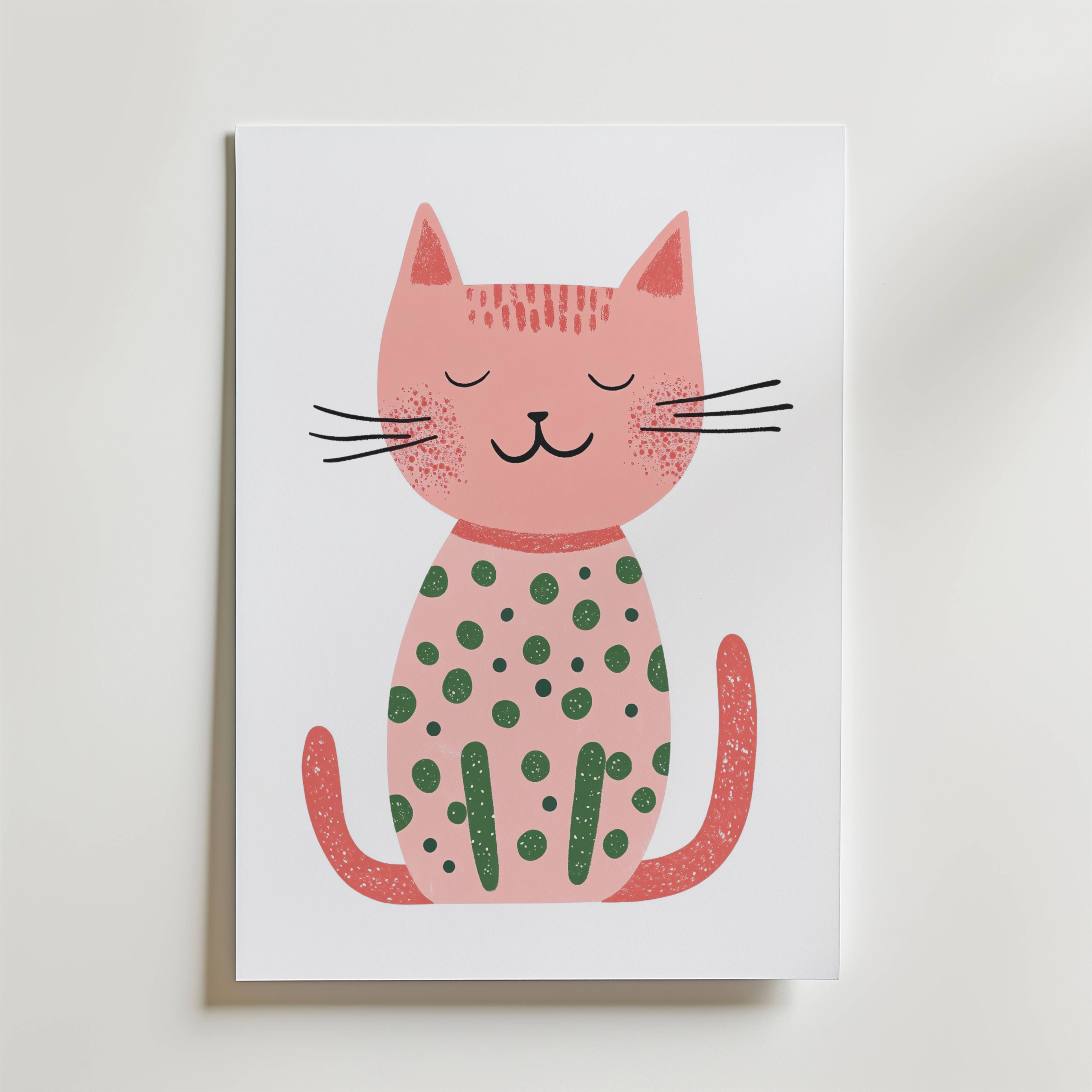 Pink Cat Poster - Premium Canvas 30x40 cm