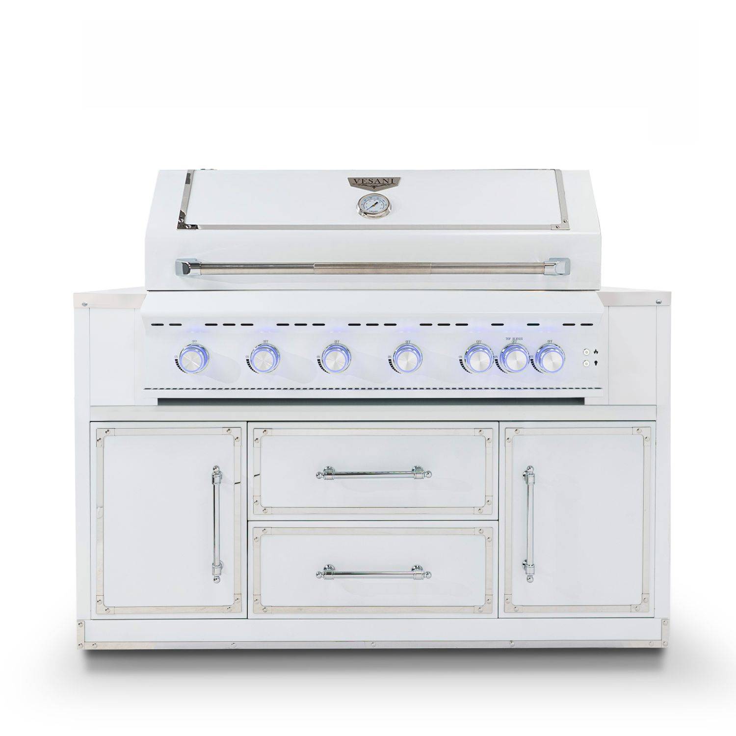 Gasolgrill Vit Rostfritt Stål 162cm - Monte Carlo | Utemöbler & trädgårdsmöbler | Vesani