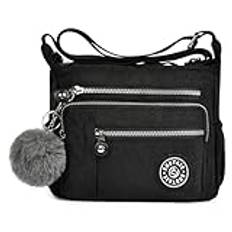 Aucuu Axelväska i nylon för dam, med flera fack och stor kapacitet, multifunktionell crossbody bag för arbete, skola och shopping, 30*20*3cm