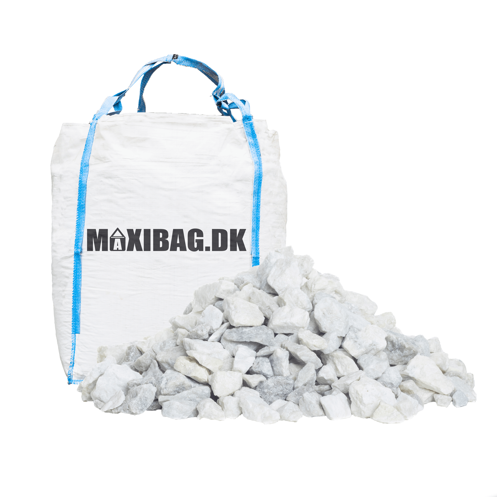 Hvide granitskærver 11-16 mm. - 1 m³ (1500 kg.) i maxibag