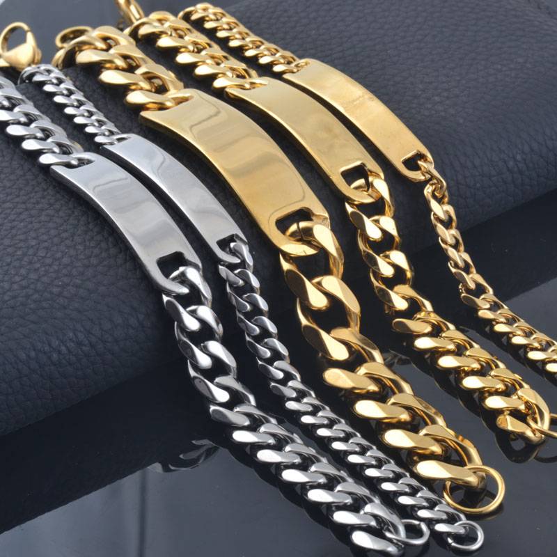 Pansar Tag - ID-Armband 316L Rostfritt Stål 18k Guldfylld/Silver 10mm