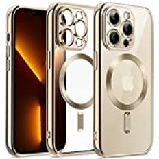 JETech Mjuk Klar Skal för iPhone 13 Pro Max 6,7-Tum, Kameralinsskydd Full Skydd, Kompatibel med MagSafe Trådlös Laddning, Stötsäker Elektropläterad TPU Telefon Case (Guld)