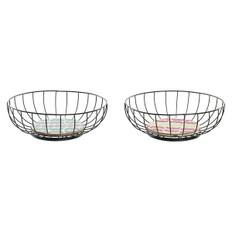 Fruktskål DKD Home Decor Blå Turkos Metall Trä MDF 28 x 28 x 11 cm (2 antal)