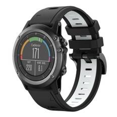 Garmin Fenix 3 HR / Garmin Fenix7X / Fenix 7X Solar / TACTIX 7/ 7 Pro, etc. Silikonarmband, 26mm - Svart, vit