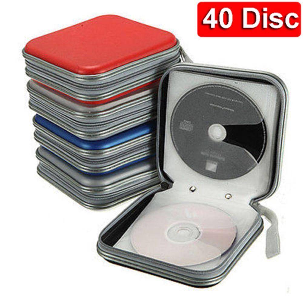 40 Skivor Video Media Hård Låda Plånbok Album Förvarings Ficka Organizer CD DVD Fodral Dubbelsidig vit