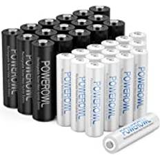 POWEROWL 32 delar AA AAA uppladdningsbara batterier med hög kapacitet, 16 X 2800 mAh uppladdningsbara AA-batterier och 16 X 1000 mAh uppladdningsbara AAA-batterier, 1,2V Ni-MH uppladdningsbart batteri