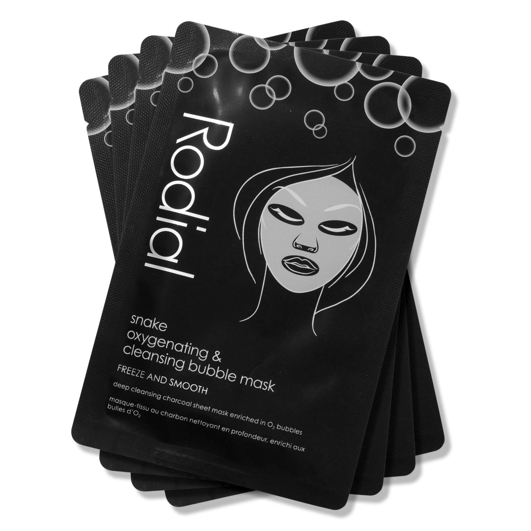 Uppsättning, Rodial, Snake, rengöringsmedel, tygmask, för ansiktet, 4 stycken, 22 g