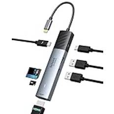 USB C Hub HDMI USB C multiport-adapter, 100 W strömleveransadapter, typ C hub monitor 4K HDMI 5G USB3.0, PD, TF/SD, USB C Dongle, kompatibel med MacBook Pro/Air, HP, Dell, etc