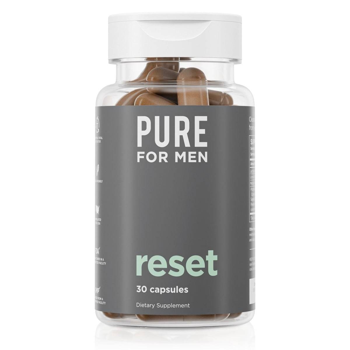 Pure for Men Reset 30 Capsules, plant-based capsules for digestive support