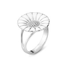 Georg Jensen Daisy Marguerit s�lv ring 18 mm med hvid emalje