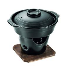 Pearl Metal Pot Sukiyaki Pot with Stove Set Ceramic Japanese Heart Kaiseki HB-5221 svart