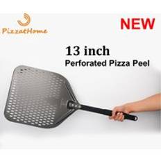 Pizzathome 13 tum h&#xE5;rd bel&#xE4;ggning perforerad pizzaskal rektangul&#xE4;r pizzaskovel aluminium pizzaskal paddel kort pizza verktyg