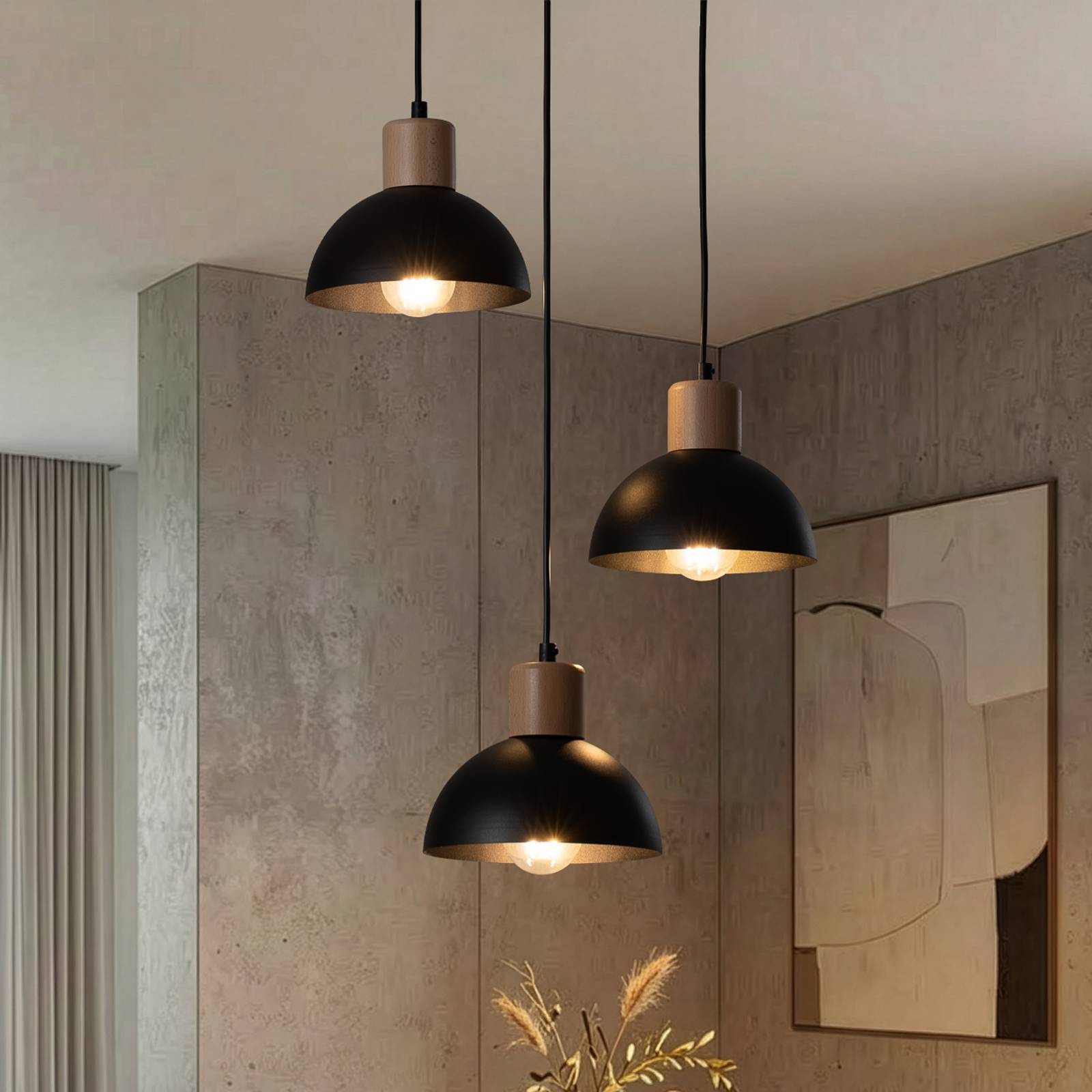 Hänglampa Seco EMIBIG LIGHTING, dimbar, Svart, Vardagsrum / matsal, Metall, Pendellampa