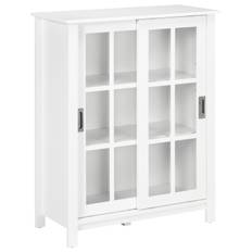 Vitrineskab med 2 skydelåger 80 x 35 x 100 cm Hvid