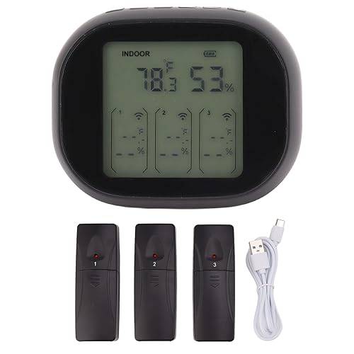 Digital Hygrometer Termometer Trådlös med Max Min-minne, Vattentät Inomhustermometer Utomhus, Celsius Fahrenheit Switch, för Hem, Kontor