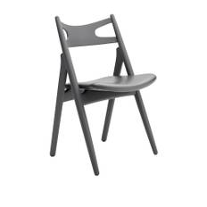 Carl Hansen - CH29P Sawbuck Chair, Lackerad Bok, Anthracite Grey, Lädergrupp A Loke - 7150 - Matstolar - Hans J. Wegner - Grå - Läder/Trä