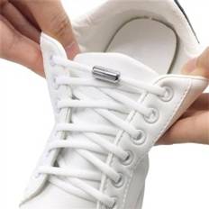 2pcs White No-Tie Shoelaces With Buckle, Modern No-Tie Shoelaces For Sneakers,Women Men Casual Shoes,White Shoes,Basketball Shoes,Trainers Running Sho - White