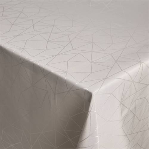 Bordduk - Damastduk - Sandfärgad textilduk - Jacquardvävd duk med geometriskt mönster - Exklusiv festduk