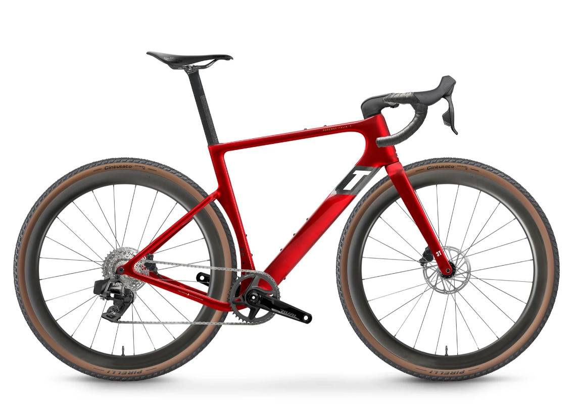 3T Racemax Italia Rival Gravelbike Carbon Rosso, Str. 56 - Röd (56)
