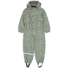 Mikk-Line Regnoverall m. Fleece - PU - Isberg Green m. Tryck - Mikk-Line - 5 år (110) - Regnoverall