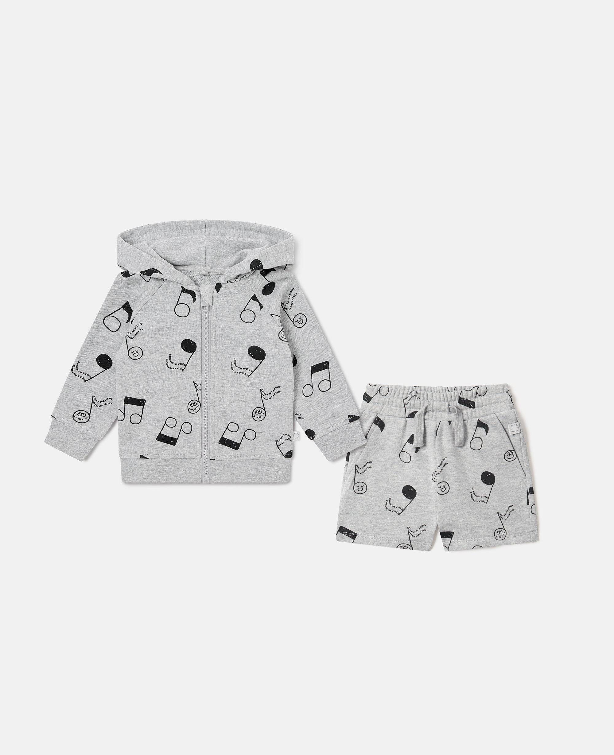Stella McCartney - Music Print Tracksuit Set, Woman, Grey melange/Black, Size: 18m