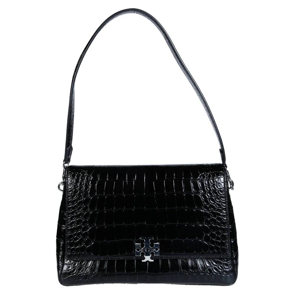 Tory Burch Charlie Croko-præget Skuldertaske - Tasker - Dame - Sort - ONE SIZE - Uld
