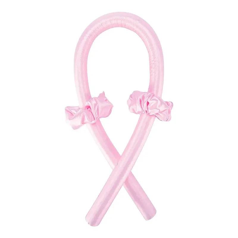Heatless Curling Rod Headband No Heat Silk Curls Ribbon Hair Rollers Sleeping Soft Headband Lazy Hair Curlers Hair Styling Tools - Pink no Clip / CHINA