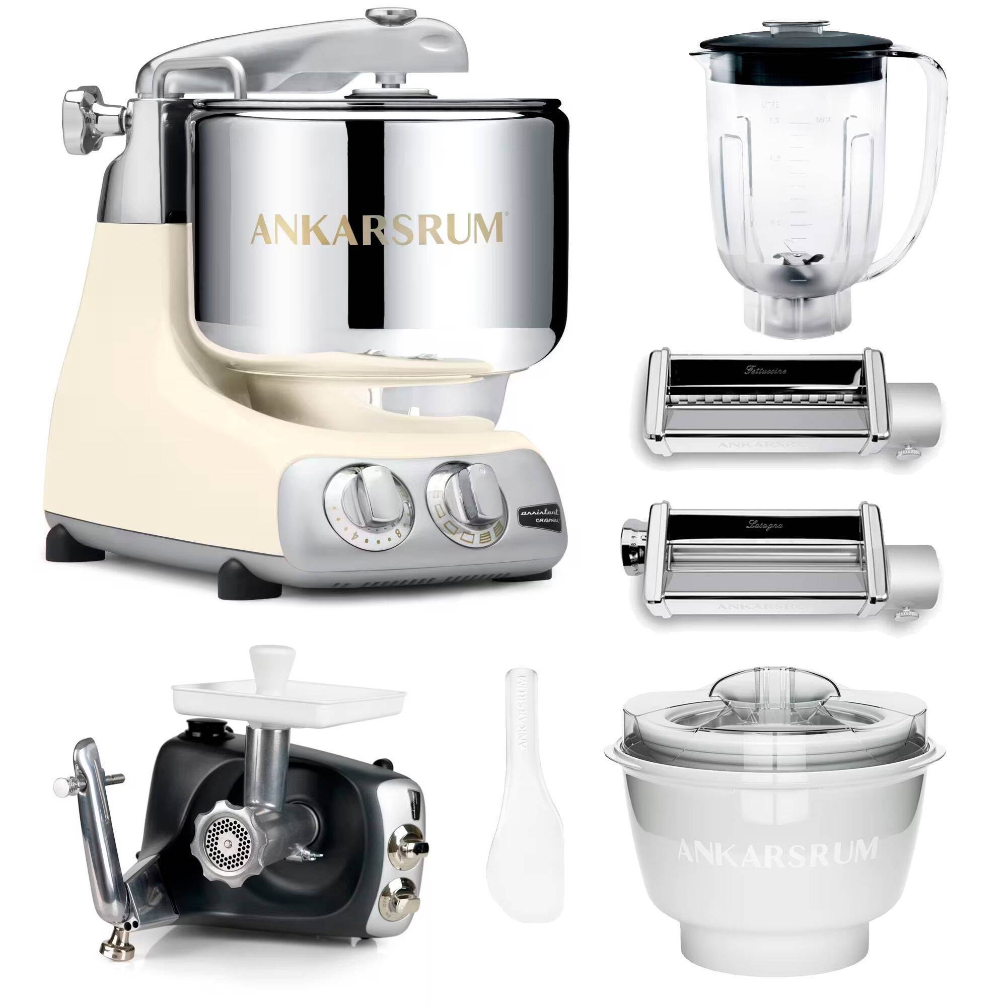 Ankarsrum Assistent Original køkkenmaskine med middagspakke, light creme