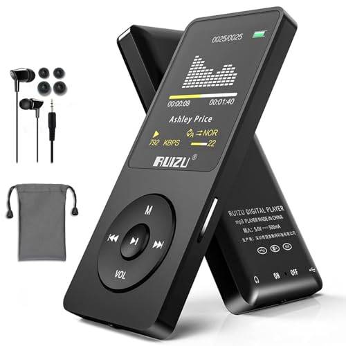 32GB MP3-spelare med Bluetooth 5.3, superlätt (30 g), batteritid upp till 80 timmar, 1,8 tums skärm, perfekt för sport, barn och vuxna, stöder TF-kort upp till 128 GB.