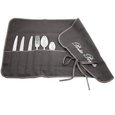 Magie di Casa Besteckhalter aus Stoff, 35 x 62 cm, Bestickt – 1 verpackt – Made in Italy (Grau)