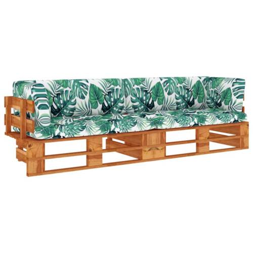 Pallsoffa 2-sits med dynor honungsbrun impregnerad furu