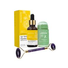 Lilla jade roller med Clay mask stick og vitamin C serum