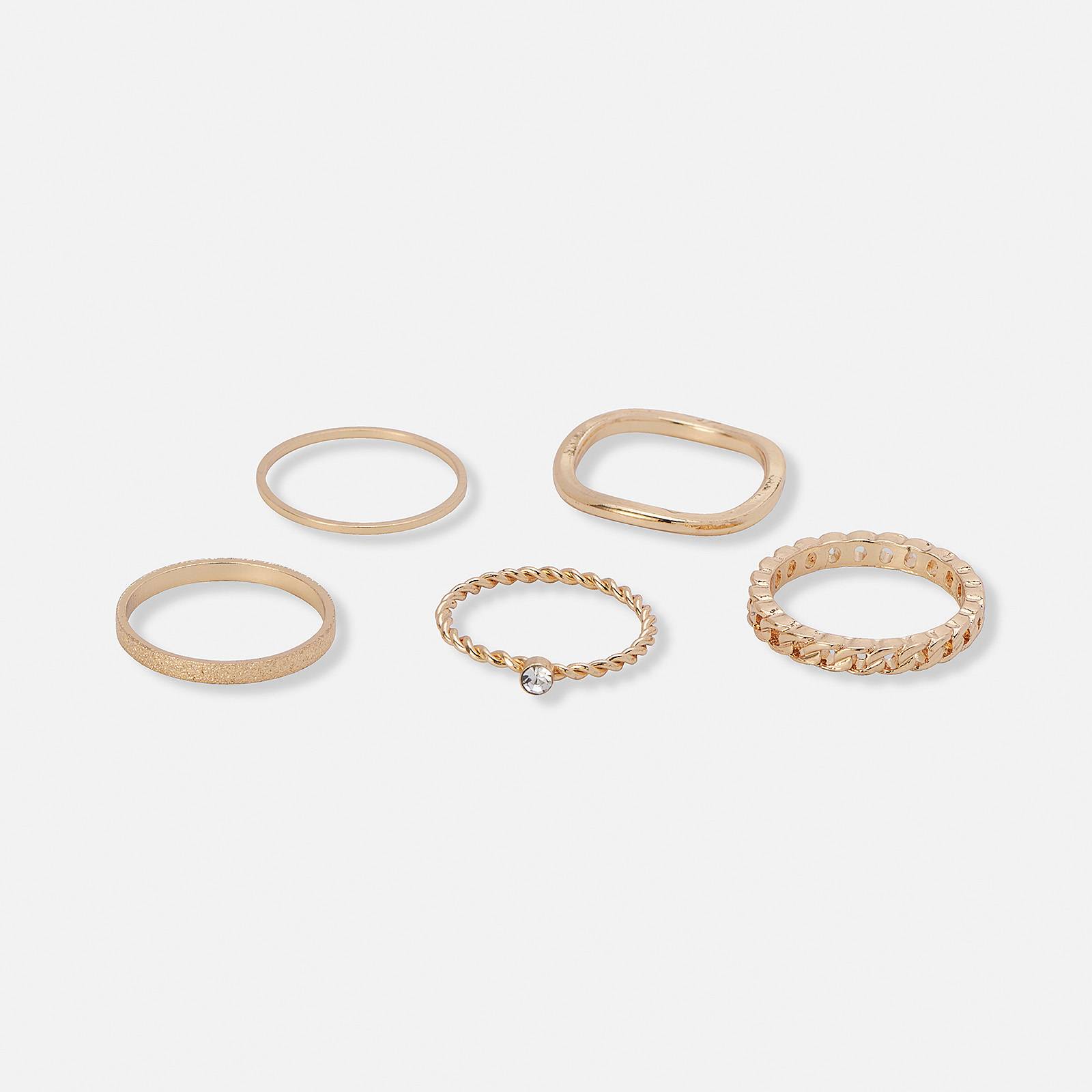 5-pack guldfärgade tunna ringar - 18