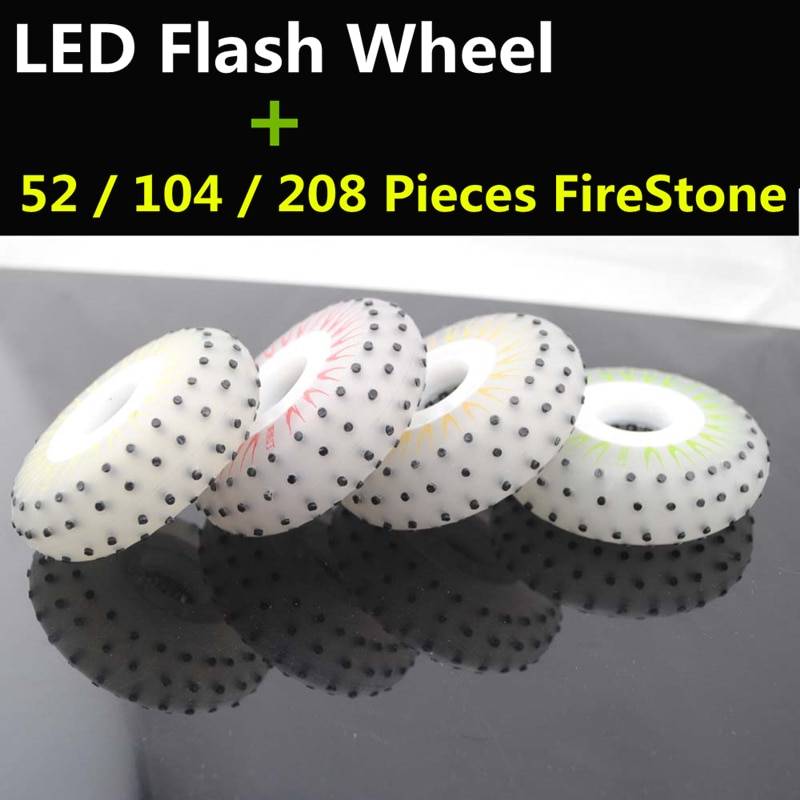 52 104 208 flint eldsten led blixt inlines hjul firestone skridsko rodas glidbroms 80mm 76mm 72mm röd vit 4 st/lot - Lila 208 flinta