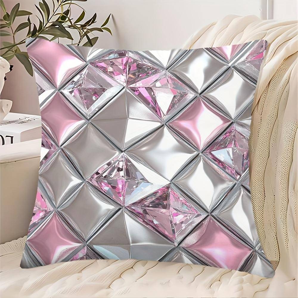 Grå Rosa Geometrisk Dubbelsidig Dekorativ Kuddfodral, Modernt Abstrakt Minimalistiskt Kuddfodral För Vardagsrumsinredning