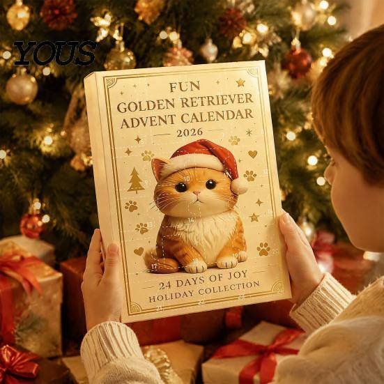 Holiday Countdown Calendar 2026 Christmas Advent Calendar, 24 Days with 2D Acrylic Birthday Gift for Children Dog/Horse/Cat/Animals Pendants, cm
