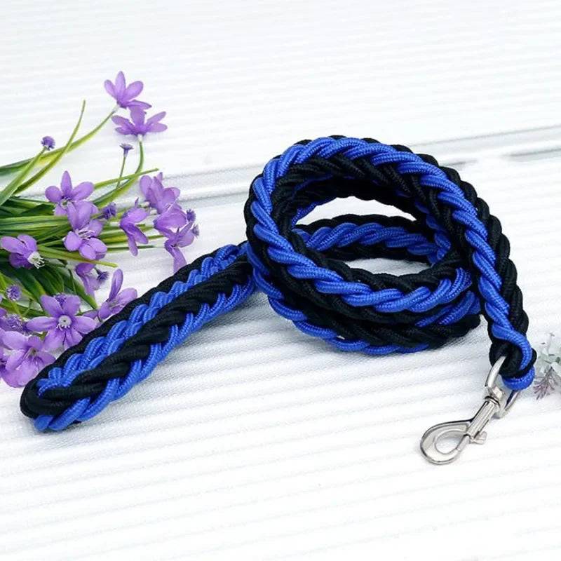 Heavy Duty Nylon Dog Leash & Collar Set - 130cm - Blue Black / Dia. 1.5cm (Dia. 1.5cm)