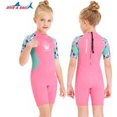 Sim jumpsuit dykdyk badkläder tjejer 2.5mm neopren ungdom barn våtdräkt shorty surfdräkt kortärmad dykning snorkling - M150656k- a / Xxl