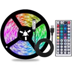 Farveskiftende USB RGB LED-lampe, LED-lys med fjernbetjening til boligindretning, TV-baggrundsbelysning (5m) ikke vandtæt