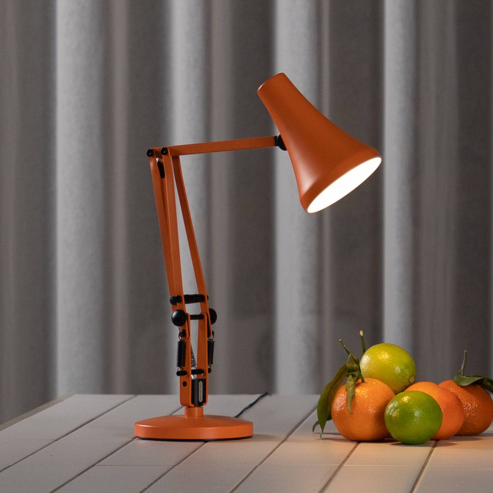 Anglepoise Skrivbordslampa 90 MINI VIVID, dimbar, Gul / orange, Arbetsrum / kontor, Aluminium / grå / zink, Industriell design, Bordslampa
