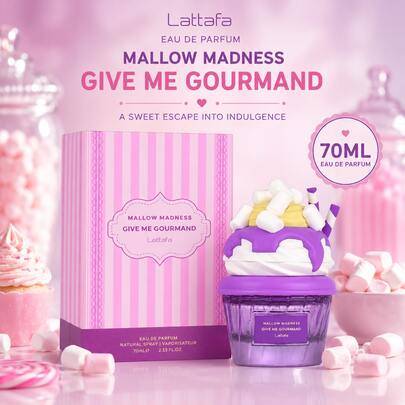 Lattafa Give Me Gourmand Mallow Madness 70ML Eau De Parfum för kvinnor, söt marshmallow-dessertdoft, långvarig parfym