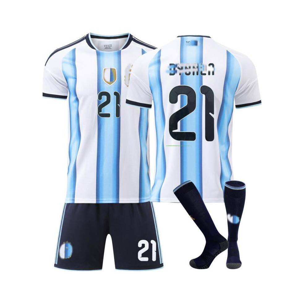 (blue, 30) 2026 FIFA World Cup Argentina Home Jersey and Socks Set #21 Dybala