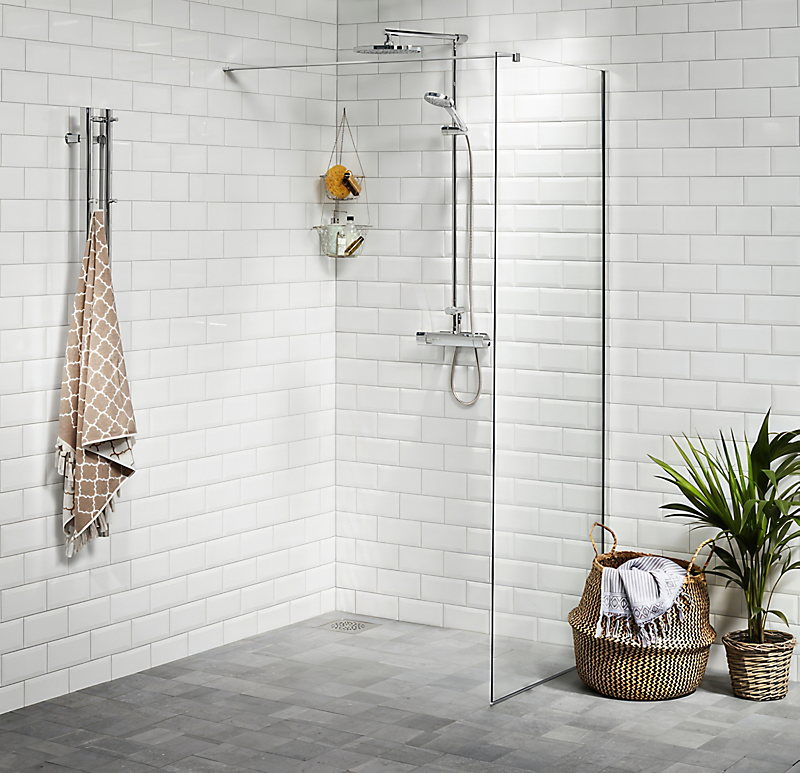 Vetro brusevæg 100 CM 6 mm Klart Hærdet Glas, EasyClean.
