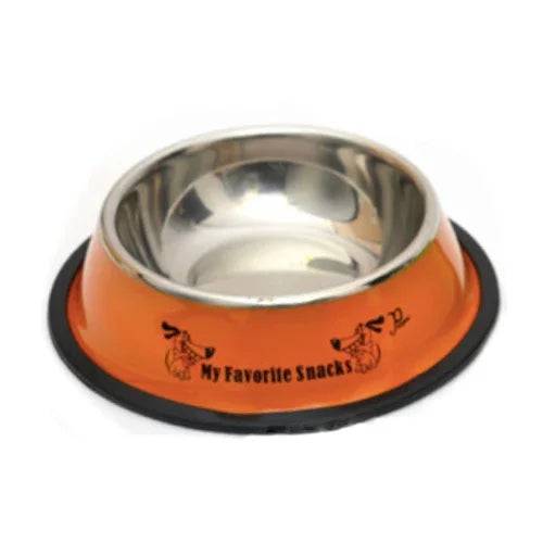 Stainless Steel Pet Food & Water Bowl for Dogs & Cats - Orange / No.2 (No.2)