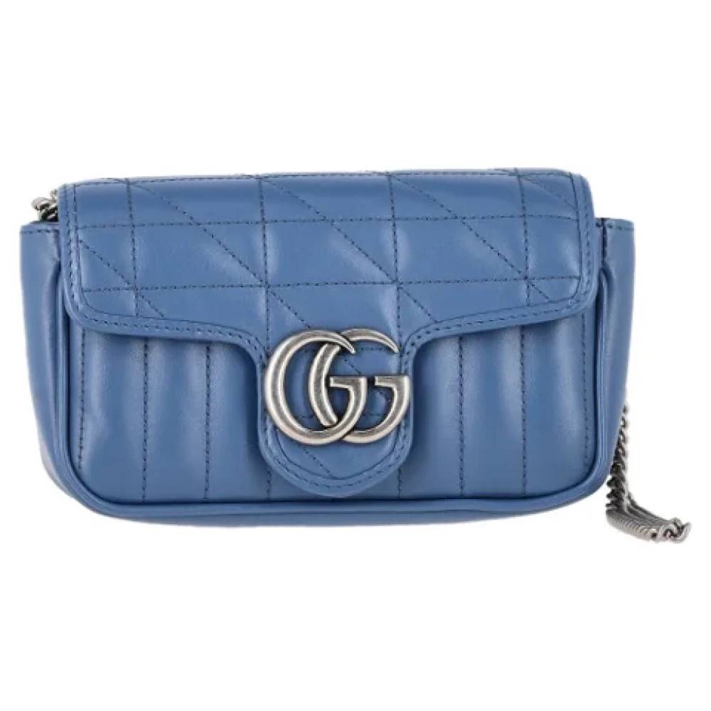 Gucci Vintage Pre-owned Laeder gucci-tasker - Vintage - Dame - Blå - ONE SIZE - Uld
