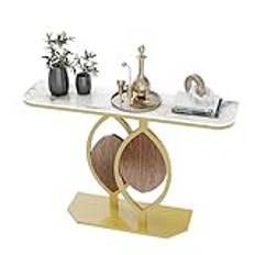 FATIVO Konsolbord Marmor Guld Entrébord: Skandinaviskt Hallbord Med Metallram och Bottenplatta - För Sovrum Vardagsrum 120 × 30 × 78 cm