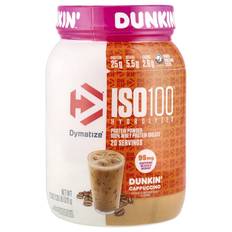 Dymatize, ISO100 hydrolyzed, 100% whey protein isolate, Dunkin' Cappuccino, 610 g (1.3 lb)